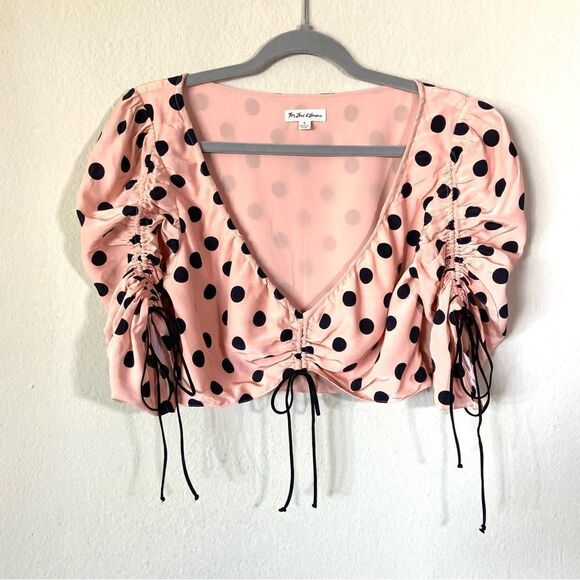 For Love and Lemons Ruched Pink Crop Top Polka Dot Size S - Picture 4 of 8
